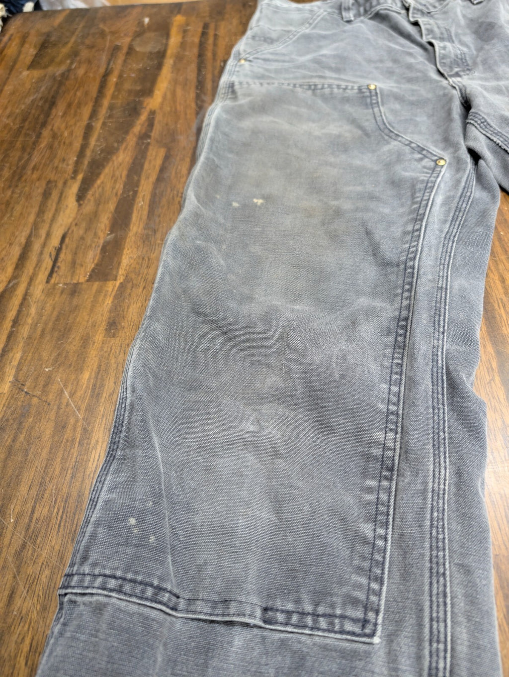 Carhartt Gravel Grey Duck Canvas Double Knee Pants 32 x 31
