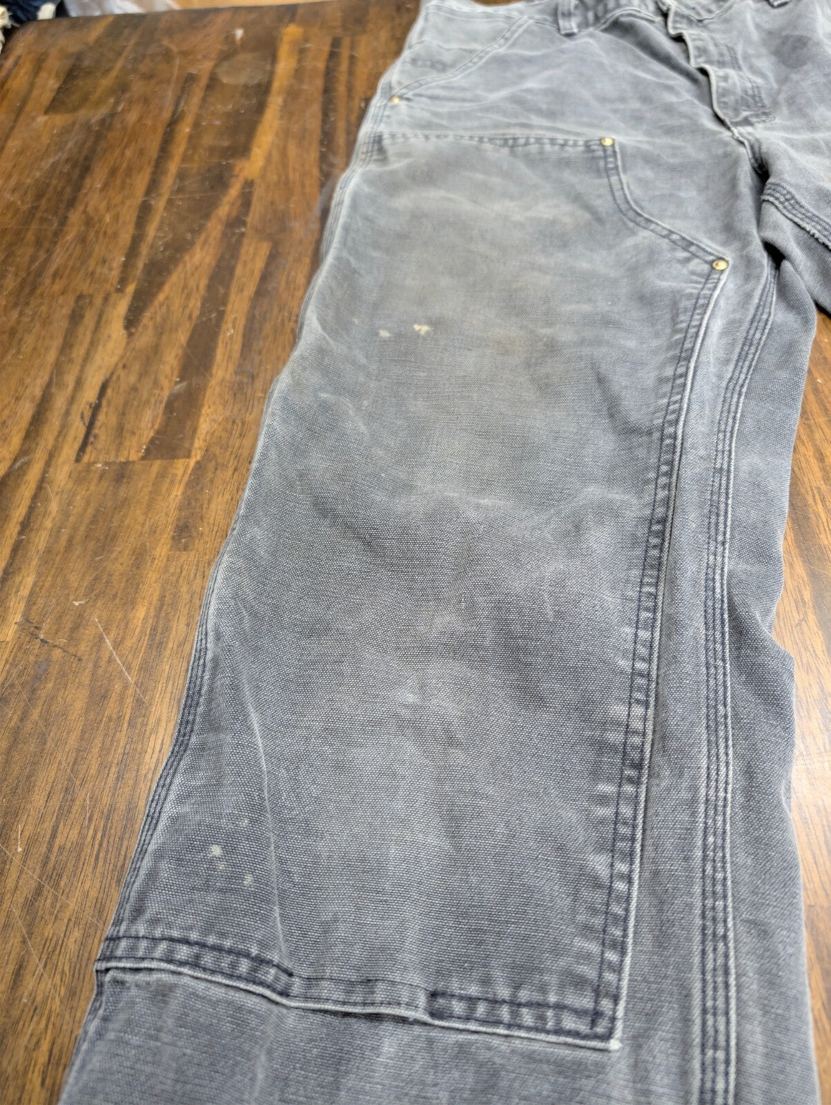 Carhartt Gravel Grey Duck Canvas Double Knee Pants 32 x 31